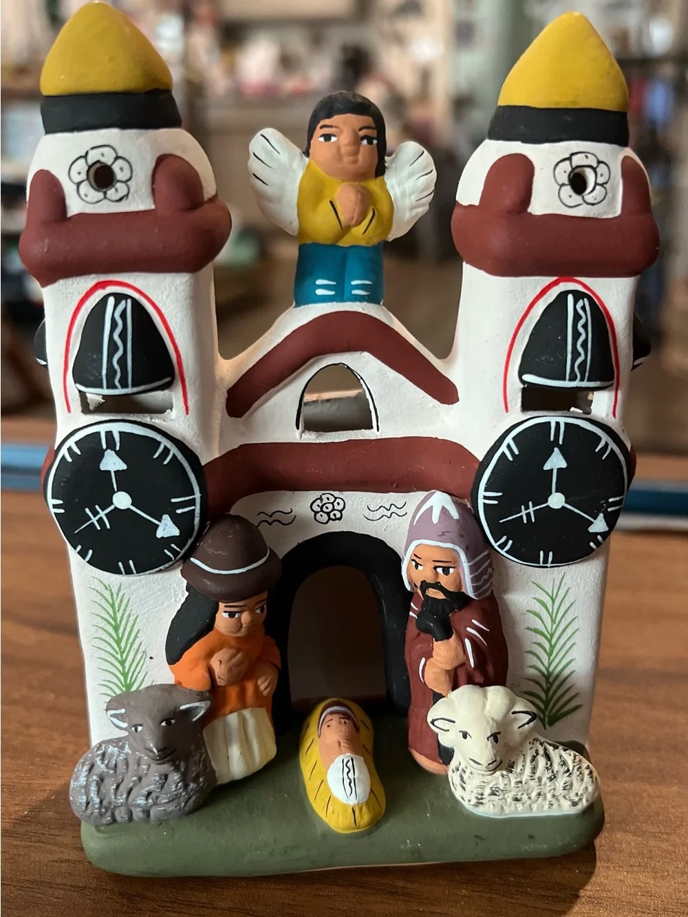 VTG Peru Clay Ceramic Pottery Folk Art Mission Church Nativity Manger Scene